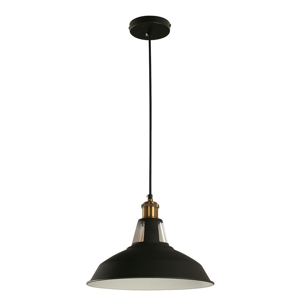 Lámpara Colgante de 1 Luz en Color Negro con Detalles en Bronce E27 60W