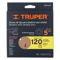 Set De Discos De Lija Roto-Orbital Grano 120 5 Unidades - Truper