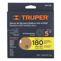 Set De Discos De Lija Roto-Orbital Grano 180 5 Unidades - Truper