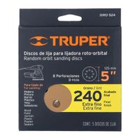 Set De Discos De Lija Roto-Orbital Grano 240 5 Unidades - Truper