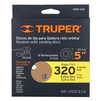Set De Discos De Lija Roto-Orbital Grano 320 5 Unidades - Truper