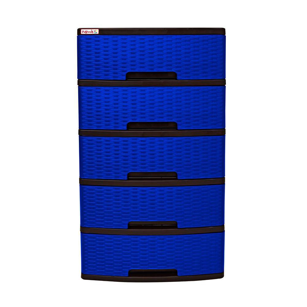 Gavetero De 5 Niveles Diseño Ratán 46X56X108 Cm - Plastimás Varios Colores Azul