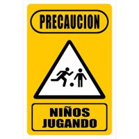 Rótulo De Pvc Precaución Niños Jugando 12X18 Plg - Foto Metal