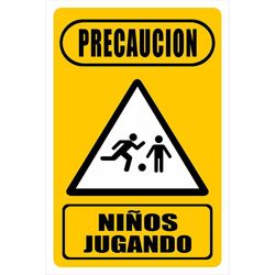 Rotulo-De-Pvc-Precaucion-Niños-Jugando-12X18-Plg---Foto-Metal