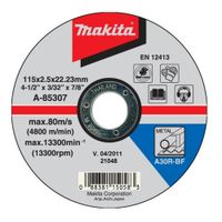 Disco Para Corte De Metal 2.5Mm 4 1/2 Plg - Makita
