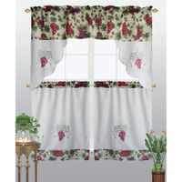 Set De 3 Cortinas Para Ventana De Cocina Diseño Uvas - Home Accents