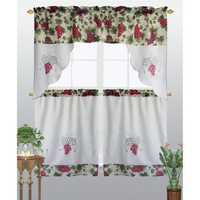 Set De 3 Cortinas Para Ventana De Cocina Diseño Uvas - Home Accents