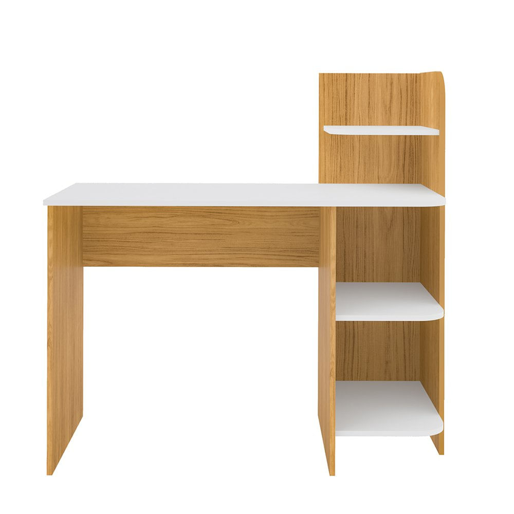 Escritorio con Repisas Laterales de 112 x 52 x 110 cm Color Madera y Blanco
