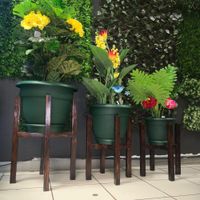 Base Para Maceta De Madera Café - La Cuya Varios Tamaños