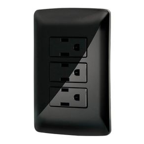 Tomacorriente Triple Con Placa Negro - Volteck