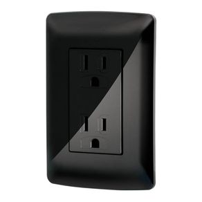 Tomacorriente Doble 2 Polos + Tierra Negro - Volteck