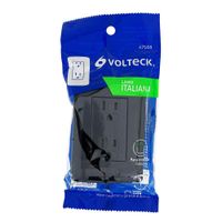 Tomacorriente Doble 2 Polos + Tierra Negro - Volteck