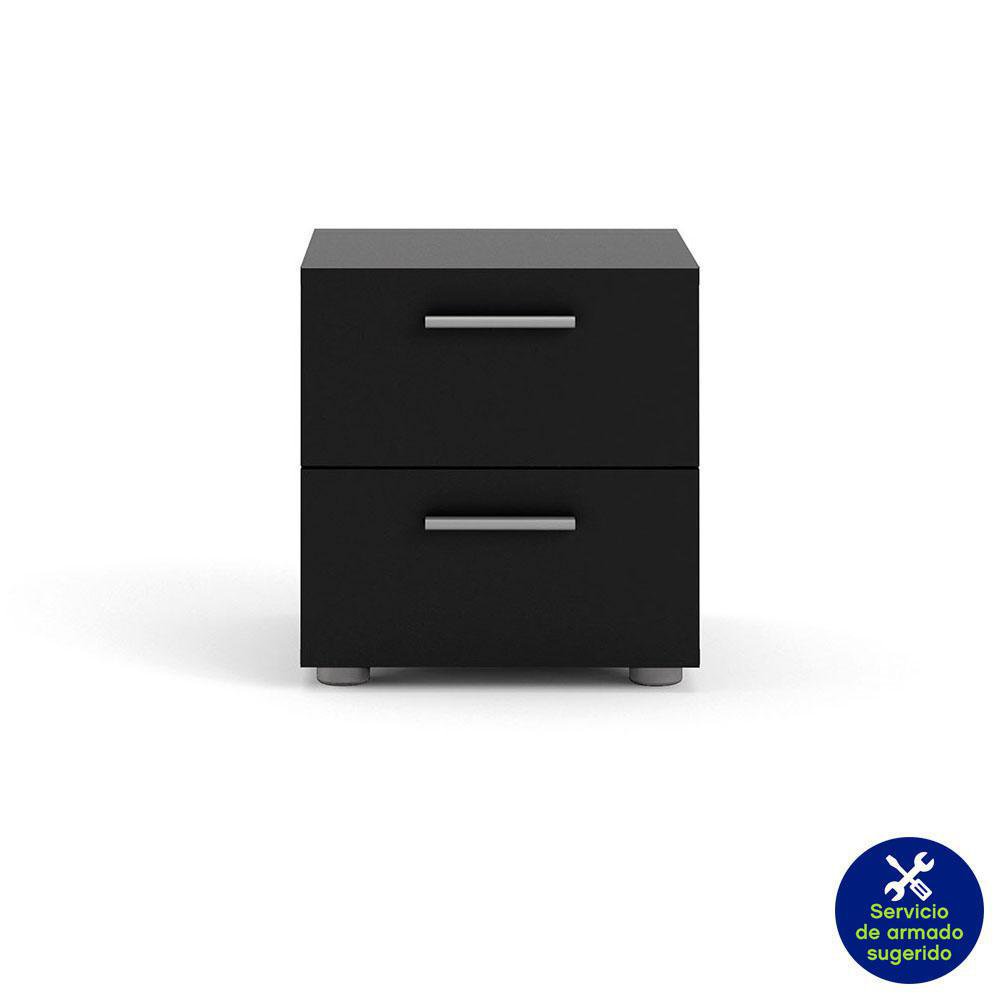 Mesa de Noche Turin con 2 Cajones 40 x 40 x 42 cm Color Negro