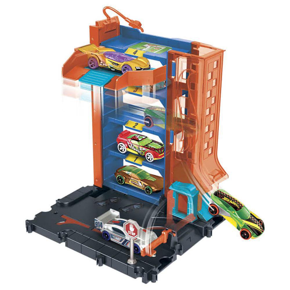 Set de Juego City Torre de Parqueo de 25.5 Cm Pista Hot Wheels City Garage Doble Altura con Auto