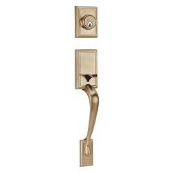 Chapa De Entrada y Haladera Cuadrada Dorado Antiguo - Kwikset