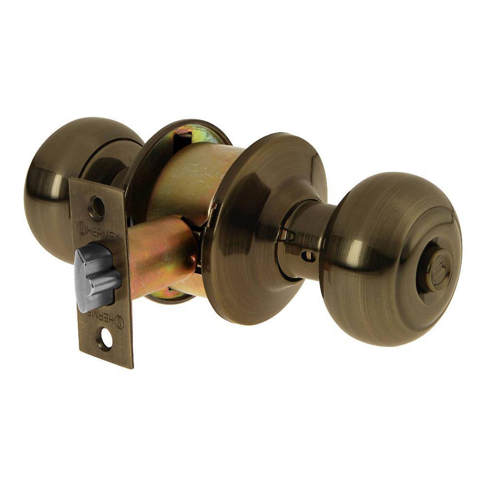 Cerradura Tipo Oval Para Dormitorio Latón Antiguo - Hermex