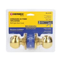 Cerradura Esfera Cilíndrico Para Dormitorio Latón Brillante - Hermex Basic