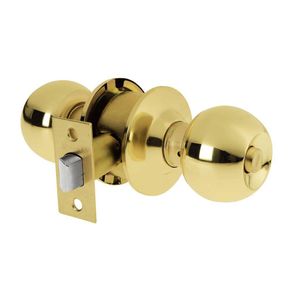 Cerradura Esfera Cilíndrico Para Baño Latón Brillante - Hermex Basic