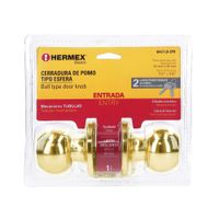 Cerradura Esfera Tubular Para Entrada Latón Brillante - Hermex Basic