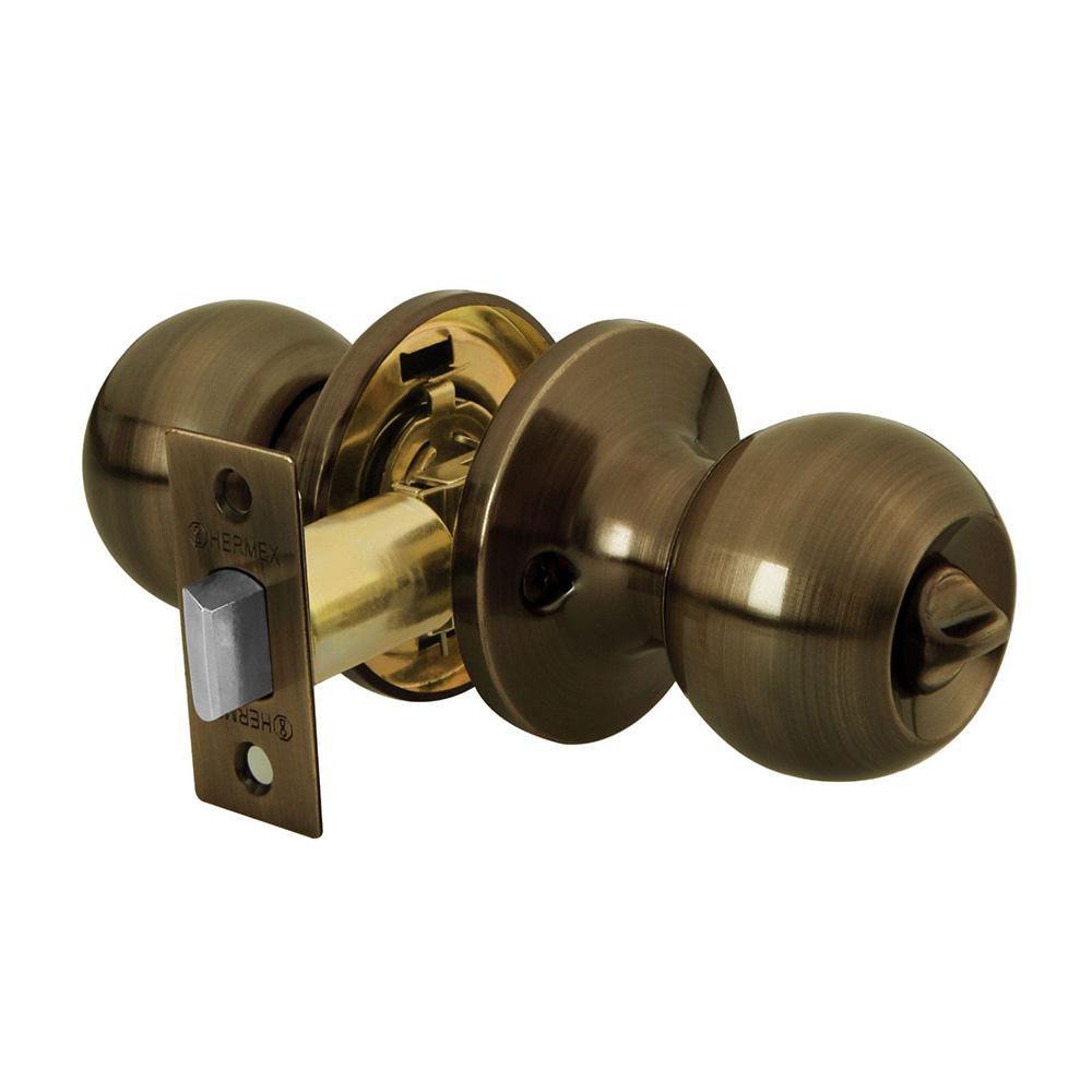 Cerradura Esfera Tubular Para Baño Latón Antiguo - Hermex Basic