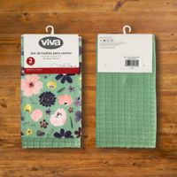 Set 2 Toallas Para Cocina Diseño Flores 41X48 Cm - Viva