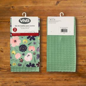 Set 2 Toallas Para Cocina Diseño Flores 41X48 Cm - Viva