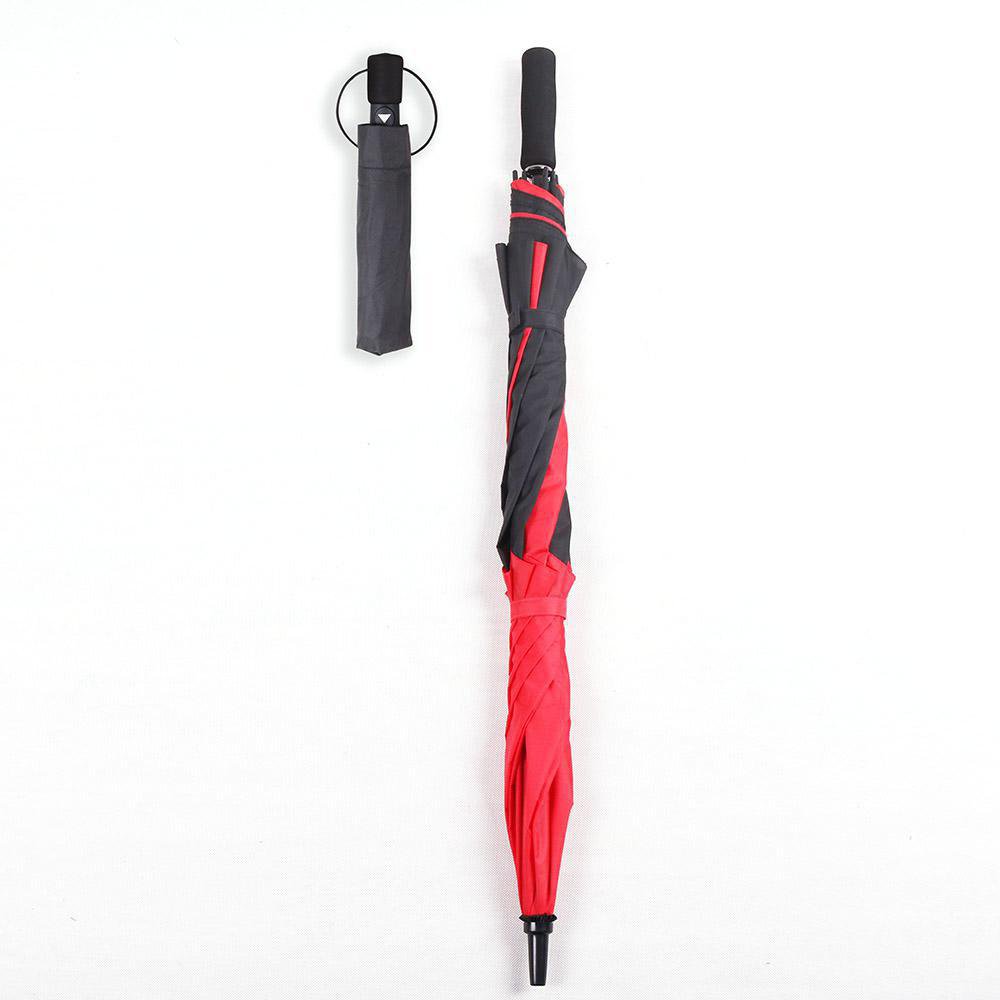 Set de 2 Paraguas de Poliéster Golf 30 y 21.5 plg Color Rojo y Negro Set de 2 Paraguas Roj…