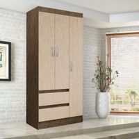 Armario De 3 Puertas Y 2 Gavetas 47X76X179 Cm - Z