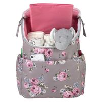Mochila Pañalera Floral Gris - Baby Essentials