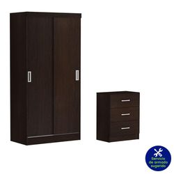 Armario De 2 Puertas + Gavetero Chocolate - Zmobili