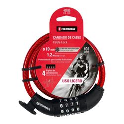 Candado Para Bicicleta De Combinación 10 Mm X 1.20M - Hermex