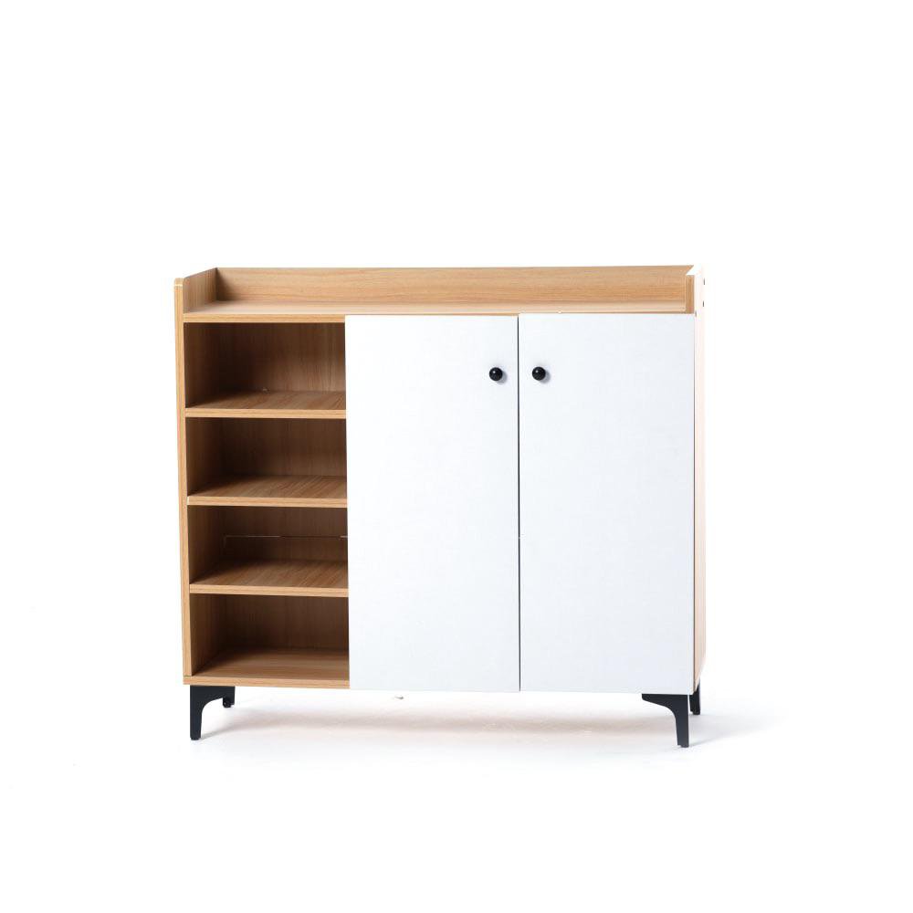 Mueble Multiusos 90 x 30 x 82 cm Color Café Claro y Blanco