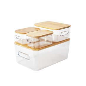 Set De 4 Cajas Transparentes Con Tapa De Bambú - Umbra