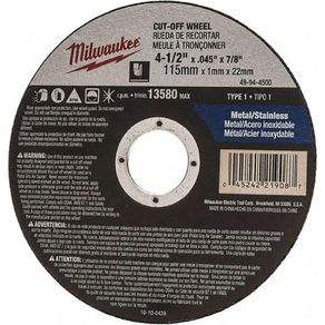 Disco De Corte Metal 4 1/2X0.45X7/8 Plg - Milwaukee Electric
