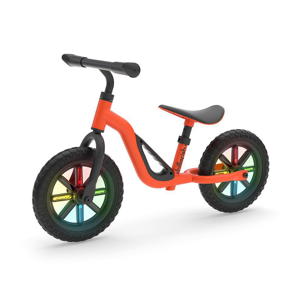Bicicleta de Equilibrio Infantil con Ruedas Luminosas Marco Metálico 10 Plg - Varios Colores Naranja