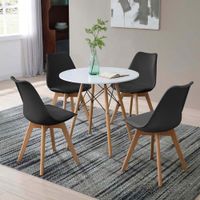 Comedor Mesa Red Blanca Más 4 Sillas Negras - Z