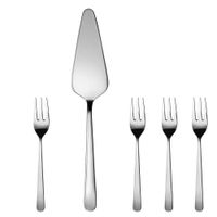 Set De 5 Cubiertos Para Pastel Oslo Plateados - Herdmar