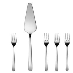 Set De 5 Cubiertos Para Pastel Oslo Plateados - Herdmar