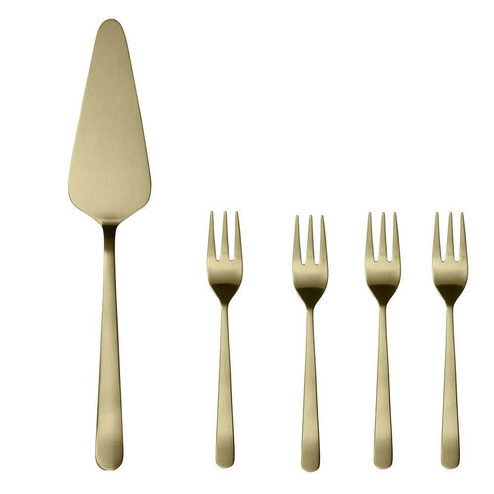 Set de 5 Cubiertos Oslo para Pastel Color Champagne
