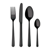 Set De 16 Cubiertos Oslo De Acero Inoxidable Negros - Herdmar