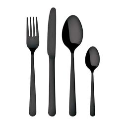 Set De 16 Cubiertos Oslo De Acero Inoxidable Negros - Herdmar