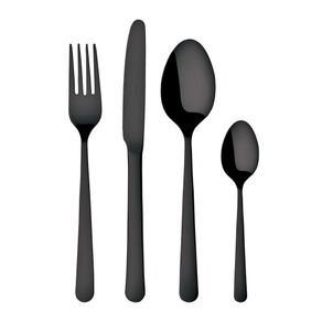 Set De 16 Cubiertos Oslo De Acero Inoxidable Negros - Herdmar