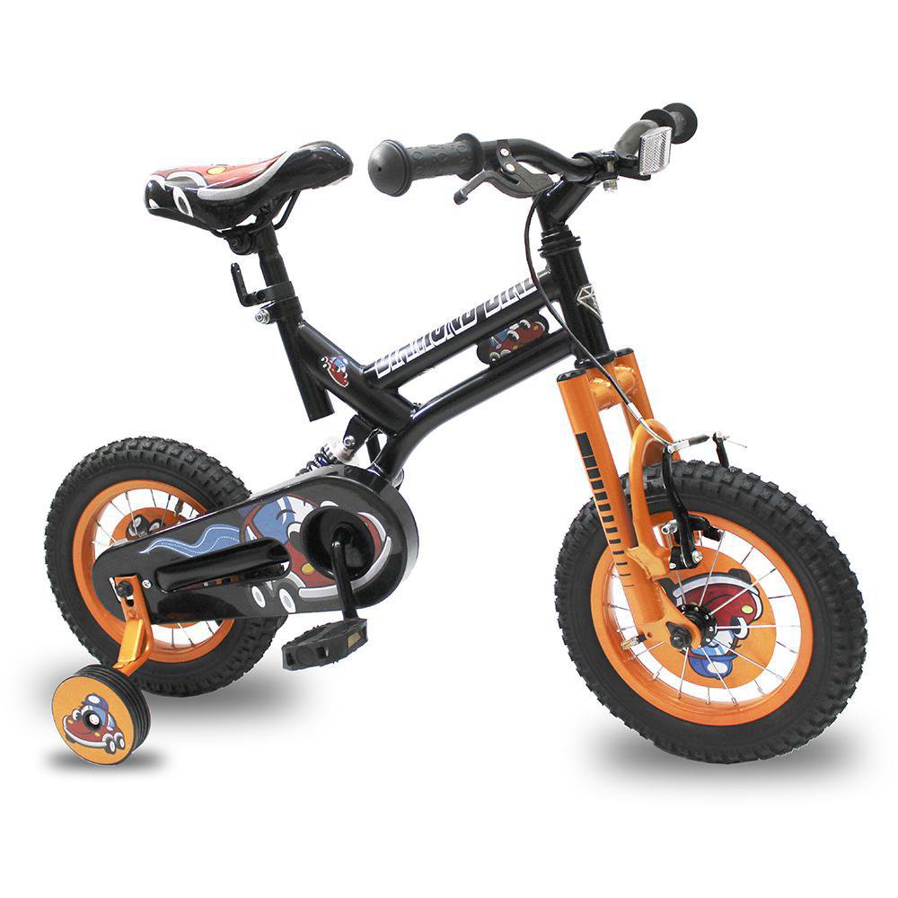 Bicicleta con Suspensión Trasera Rin 12 - Diamond Bike Varios Colores Negro Y Naranja