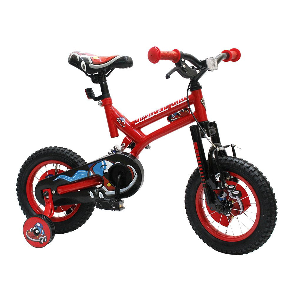 Bicicleta con Suspensión Trasera Rin 12 - Diamond Bike Varios Colores Rojo Y Negro