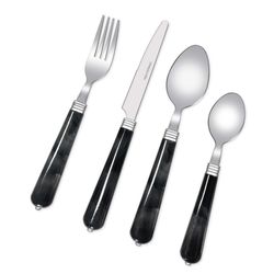 Set De Cubiertos Color Negro De Acero Inoxidable 16 Pzs - Toscana