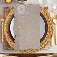 Servilleta Color Natural Con Flor 45 X 45 Cm - Viva