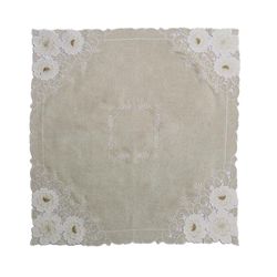 Mantel Cuadrado Color Natural Con Flores 83 X 83 Cm - Viva