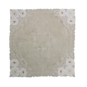 Mantel Cuadrado Color Natural Con Flores 83 X 83 Cm - Viva