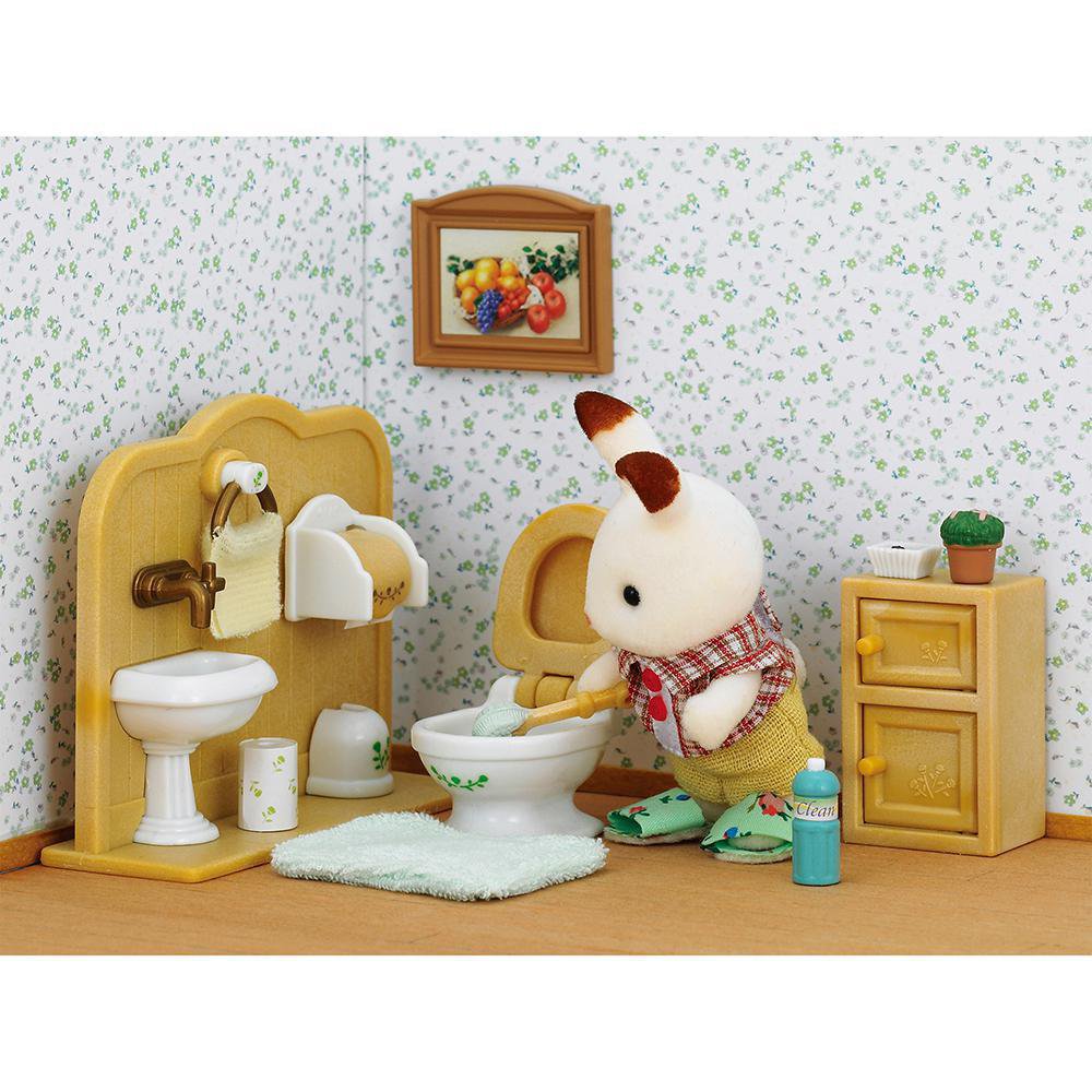 Set de Figuras Sylvanian Families Hermano Coco Conejo Chocolate con Set de Baño Sylvanian…