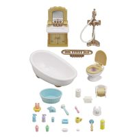 Mini-muñecas-Sylvanian-Families-en-baño-con-accesorios-detallados